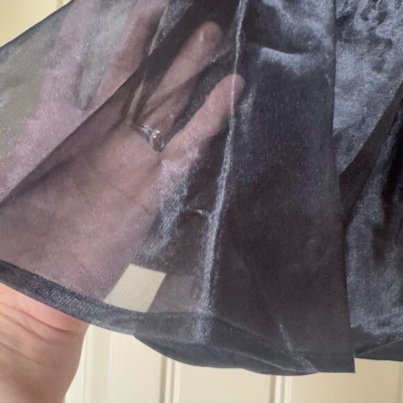 Mable Organza Black Off Shoulder Mesh Puff Sleeves Lined Witchy Goth Halloween M - Picture 6 of 11